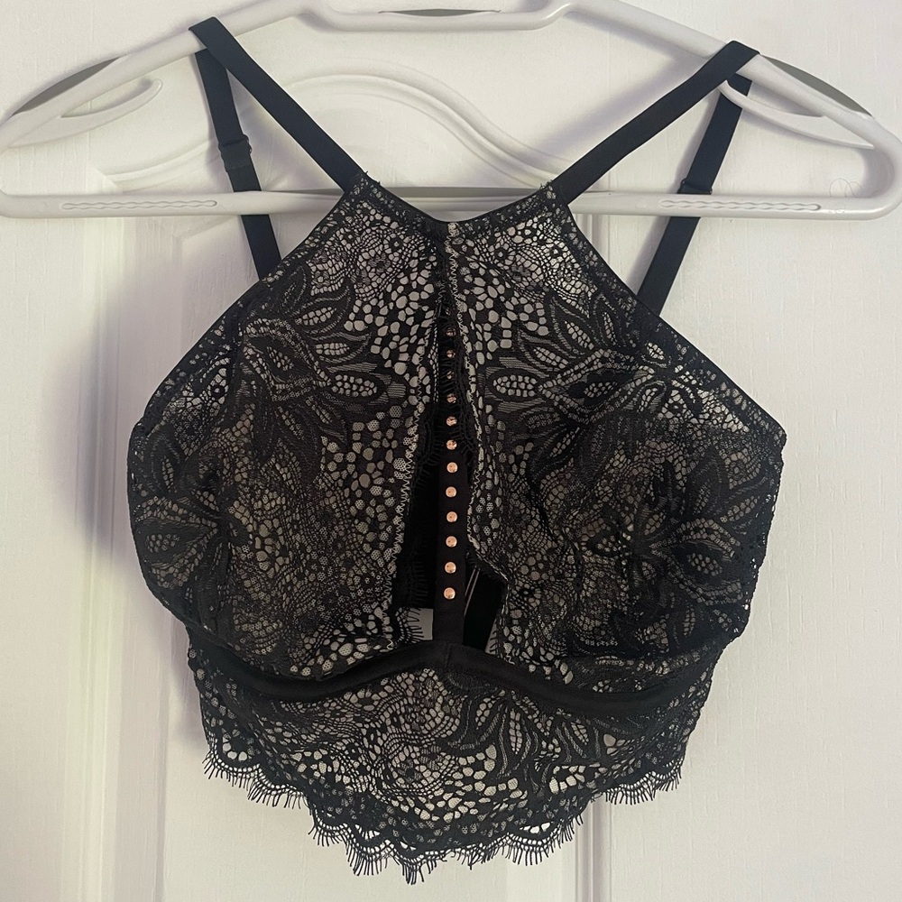 Victoria's Secret Black Lace Halter Bralette